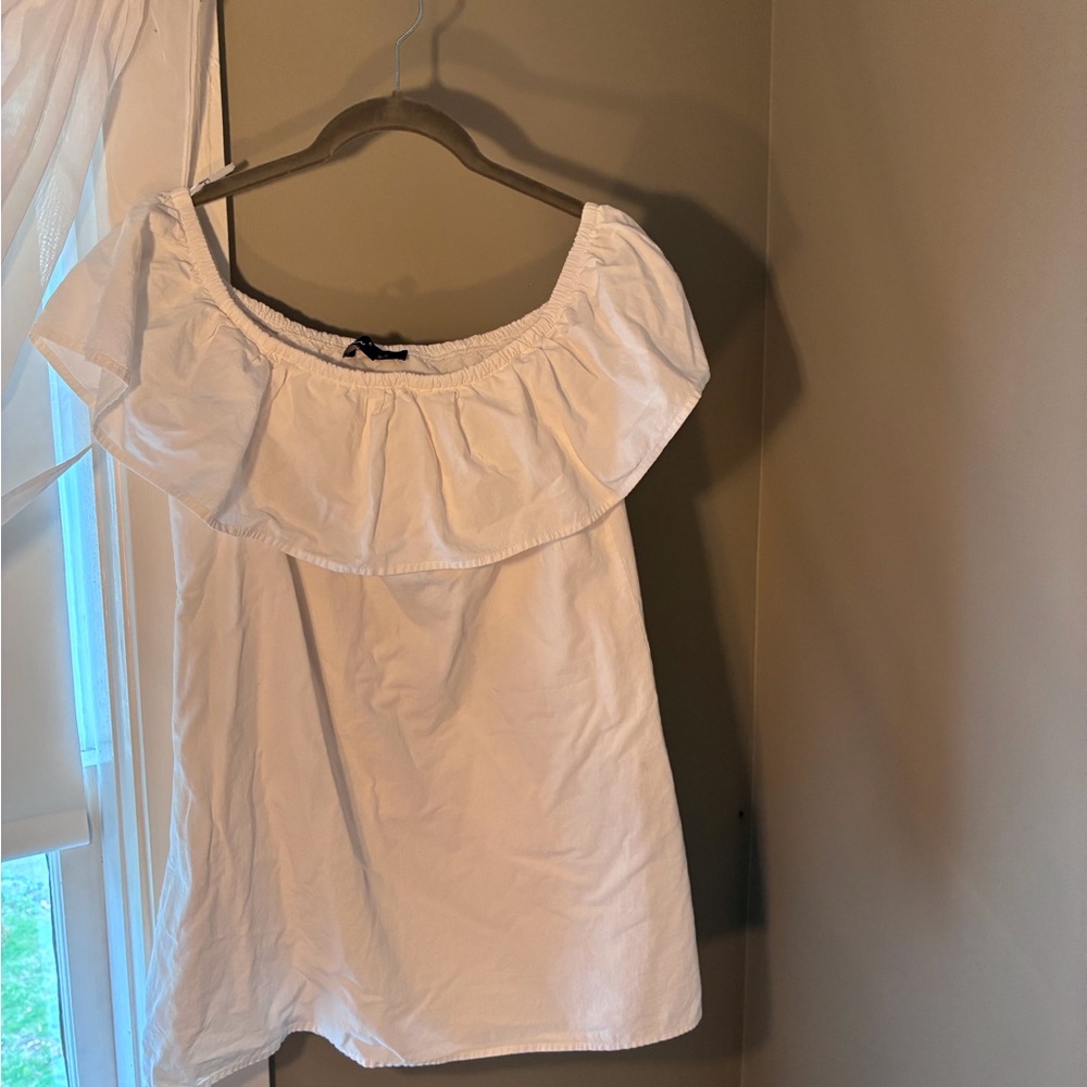 Lulu's White Off-the-Shoulder Ruffle Swing Top